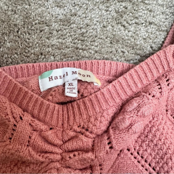 Hazel Moon Crochet Pink Floral Boho Festival Summer Crop Tank Top XL - Picture 3 of 6